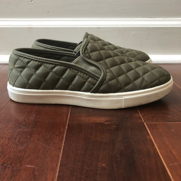 Madden Girl Shoes - MADDEN GIRL Quilted Green Sneaker Slip On Flats